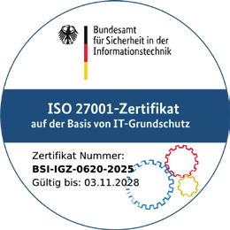 ISO 27001-Zertifikat auf der Basis von IT‑Grundschutz, BSI‑IGZ-0620-2025